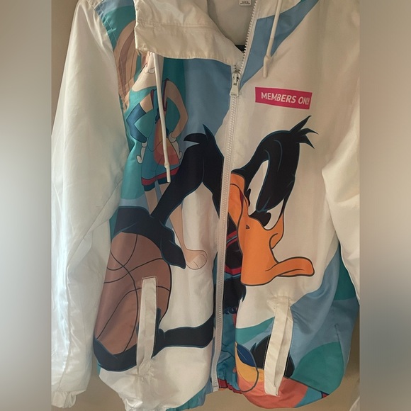 Members Only Windbreaker Jacket Space Jam Looney Tunes Size Medium Bugs Bunny - Picture 4 of 14